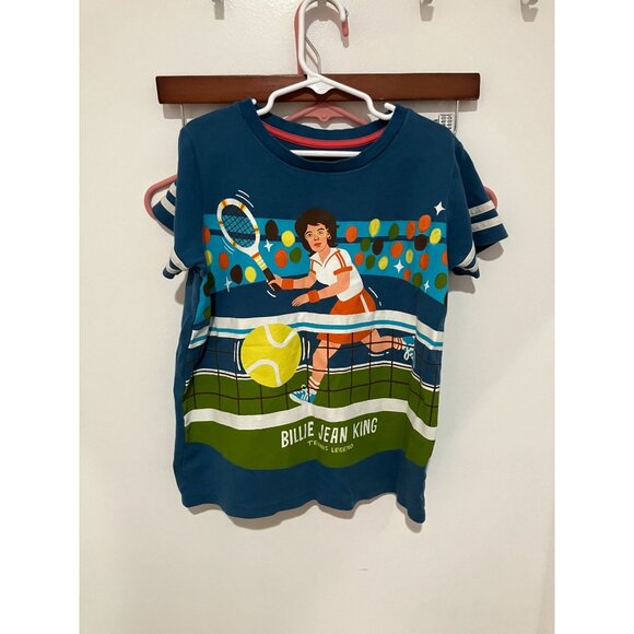 Piccolina Girls Billie Jean King Tennis Legend T-Shirt, Blue, Size 10 - Picture 1 of 4